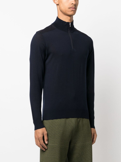 Paul & Shark Logo-patch Roll-neck Jumper In Blue