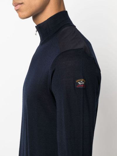 Paul & Shark Logo-patch Roll-neck Jumper In Blue