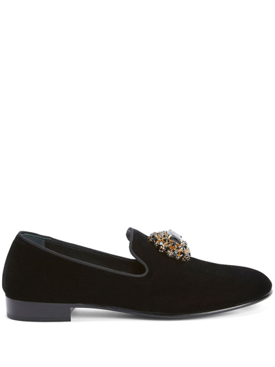 Shop Giuseppe Zanotti Remye Rhinestone-embellished Loafers In Black