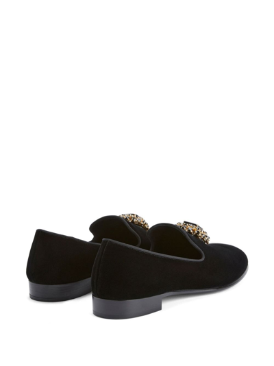 Shop Giuseppe Zanotti Remye Rhinestone-embellished Loafers In Black