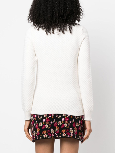 Shop Barrie Floral-print Cashmere Jumper In White