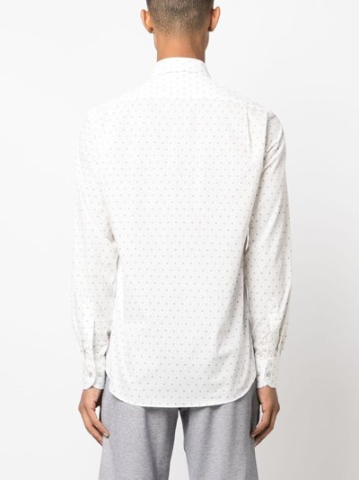 Shop Paul & Shark Polka-dot Print Cotton Shirt In White