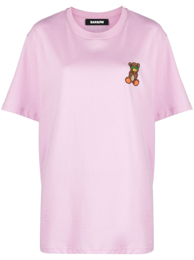 Shop Barrow Teddy Bear Cotton T-shirt In Pink