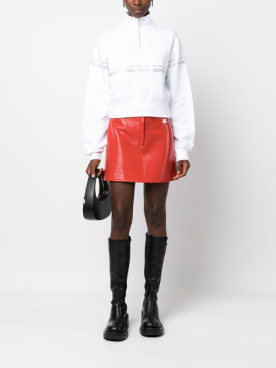 Gcds Rhinestone-embellished Cropped Sweatshirt In White