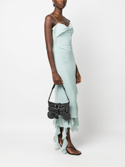 Blumarine Small Butterfly Leather Shoulder Bag In Grey