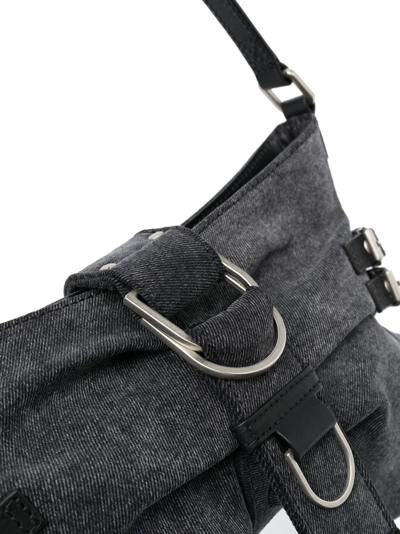 Blumarine Small Butterfly Leather Shoulder Bag In Grey