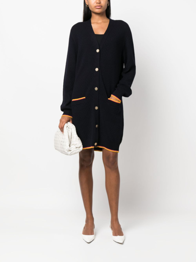 Barrie Button-up Cashmere Cardi-coat In Blue