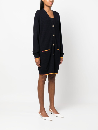 Barrie Button-up Cashmere Cardi-coat In Blue