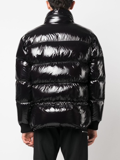 Shop Dsquared2 Patent-finish Padded Jacket In Black