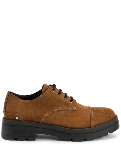 Shop Giuseppe Zanotti Lapley Logo-plaque Derby Shoes In Brown