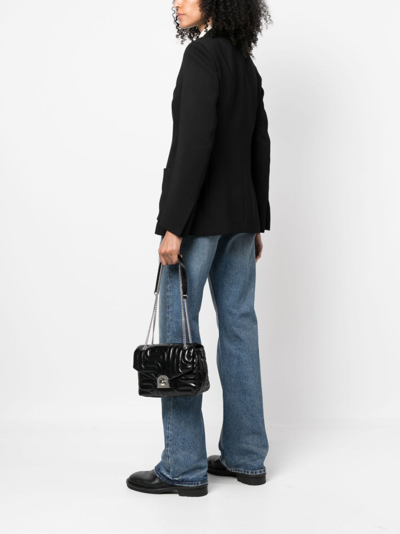 Shop Lancel Embossed-design Leather Shoulder Bag In Black