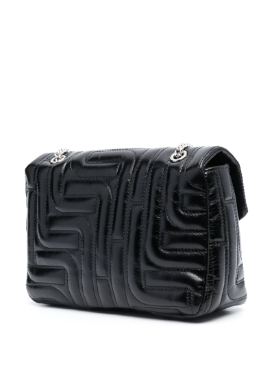 Shop Lancel Embossed-design Leather Shoulder Bag In Black