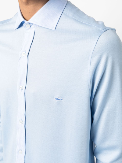 Shop Paul & Shark Logo-embroidered Cotton Shirt In Blue