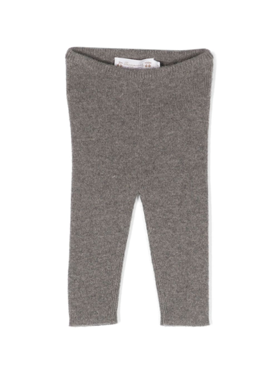 Shop Bonpoint Elasticated Cashmere Leggings In Brown