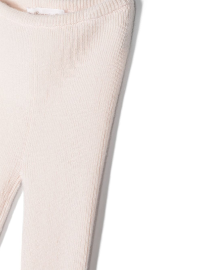 Shop Bonpoint Ribbed-knit Elasticated Leggings In Pink