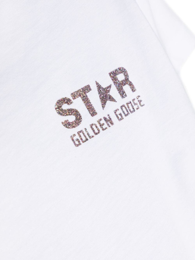 Shop Golden Goose Logo Glitter-print Cotton T-shirt In White