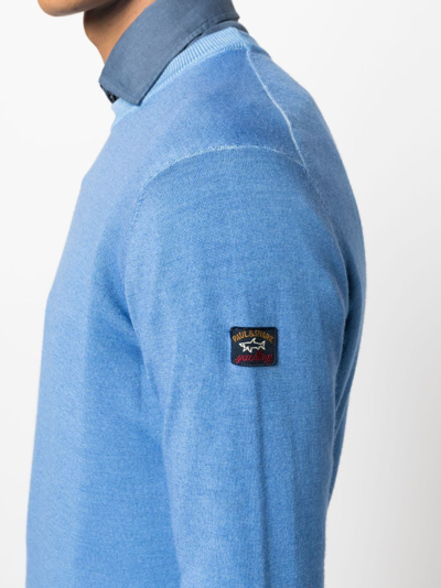 Shop Paul & Shark Logo-patch Knitted Jumper In Blue