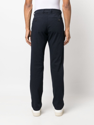 Shop Paul & Shark Mid-rise Cotton Chino Trousers In Blue