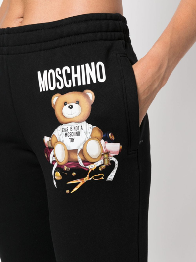 Shop Moschino Teddy Bear-print Organic Cotton Track Pants In Black
