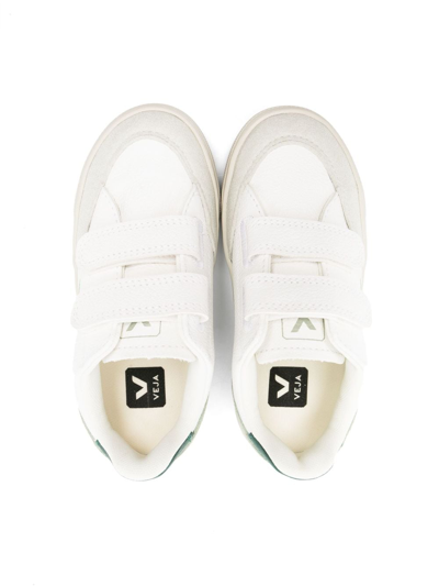 Shop Veja Touch-strap Leather Sneakers In White
