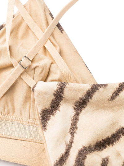 Shop Baserange Tiger-print Soft Bra In Brown