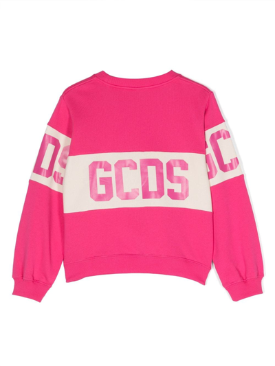 Shop Gcds Logo-print Crew-neck Sweatshirt In Pink