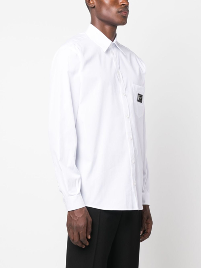 Shop Dolce & Gabbana Logo-plaque Cotton Shirt In White
