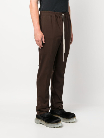Shop Rick Owens Slim-cut Drawstring-waistband Trousers In Brown