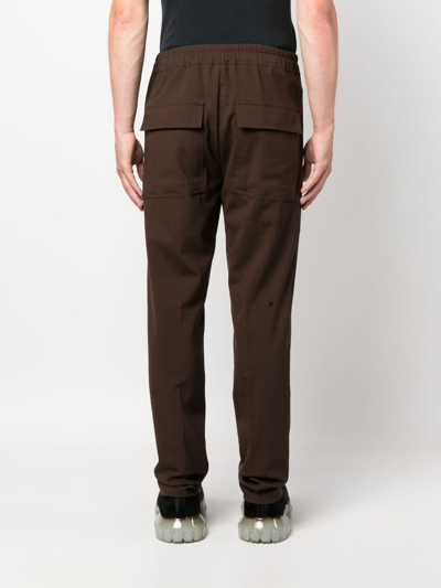 Shop Rick Owens Slim-cut Drawstring-waistband Trousers In Brown