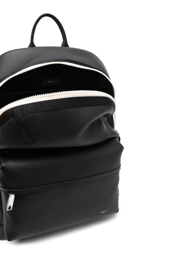 Shop Bally Debossed-logo Pebbled-leather Backpack In Black