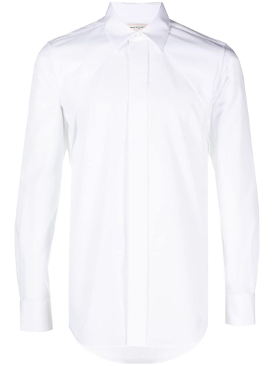 Alexander Mcqueen Long-sleeved Button Fastened Shirt In White
