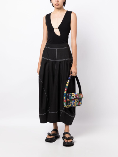 Shop Lee Mathews Soho Contrast-stitching Cotton Skirt In Black