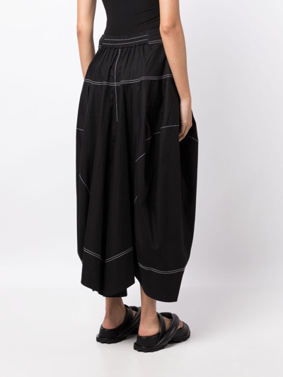 Shop Lee Mathews Soho Contrast-stitching Cotton Skirt In Black