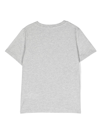 Shop Stella Mccartney Touch-strap Appliqué Cotton T-shirt In Grey