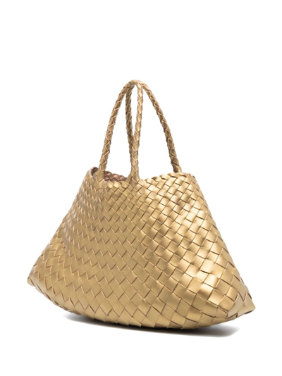 Dragon Diffusion Santa Croce Interwoven Tote Bag In Gold