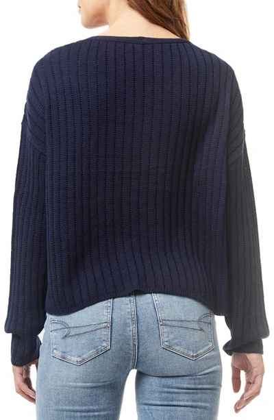 Shop Love By Design Samantha V-neck Knit Sweater In Navy Blazer
