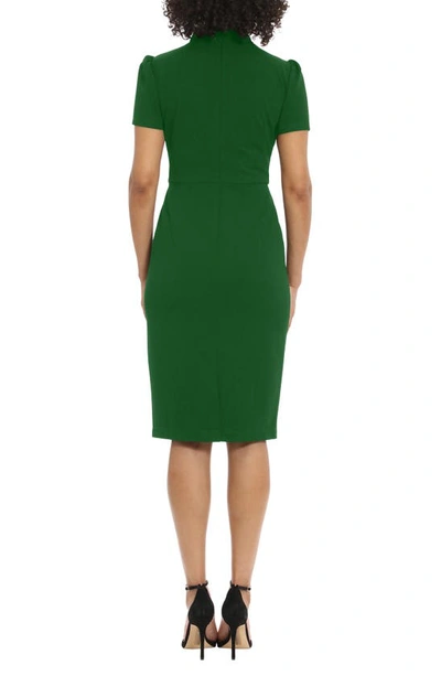 Maggy London Tie Neck Puff Sleeve Scuba Crepe Dress In Formal Garden
