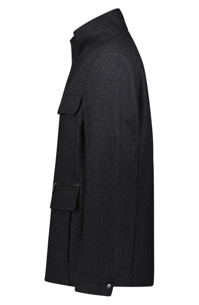Cole Haan Melton Wool Blend Field Coat In Charcoal