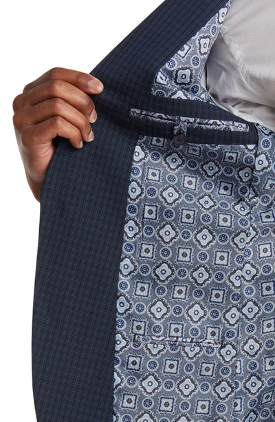 Shop Savile Row Co Navy Check Two-button Notch Lapel Suit