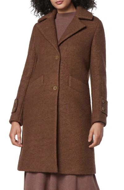 Shop Andrew Marc Regine Pressed Bouclé Wool Blend Coat In Sepia