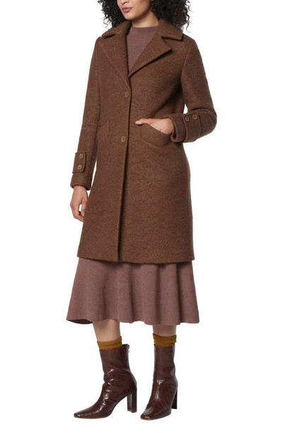 Andrew Marc Regine Sb Women's Soft Wool Boucle Coat With Back Vent In Sepia