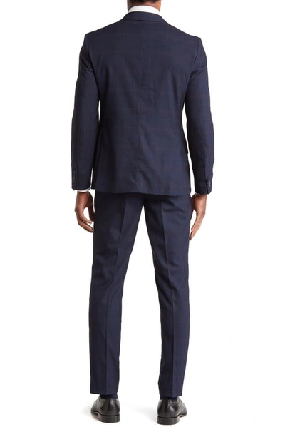 Shop Savile Row Co Navy Plaid Peak Lapel Suit
