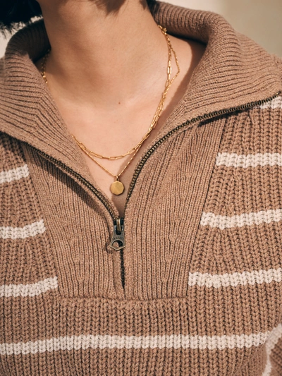 Shop Faherty Mariner Sweater In Camel Stripe