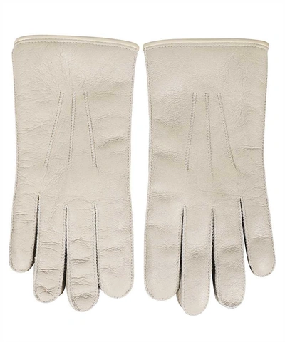 Shop Parajumpers Leather Gloves In Ivory