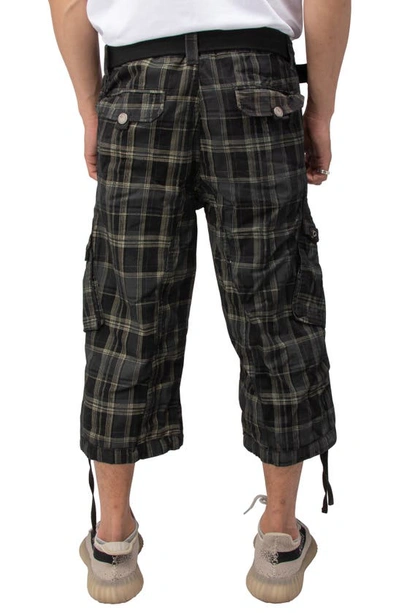 X-ray Belted Cargo Shorts In Plaid Black