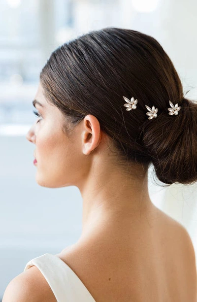 Brides And Hairpins Coco Set Of 3 Crystal Hair Pins In Gold