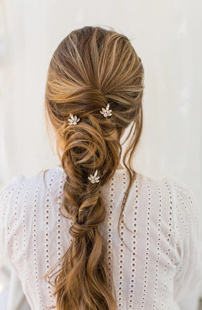 Brides And Hairpins Coco Set Of 3 Crystal Hair Pins In Gold