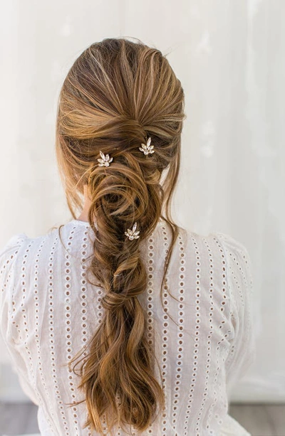 Brides And Hairpins Coco Set Of 3 Crystal Hair Pins In Gold