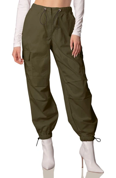 Avec Les Filles Cotton Cargo Pants In Green