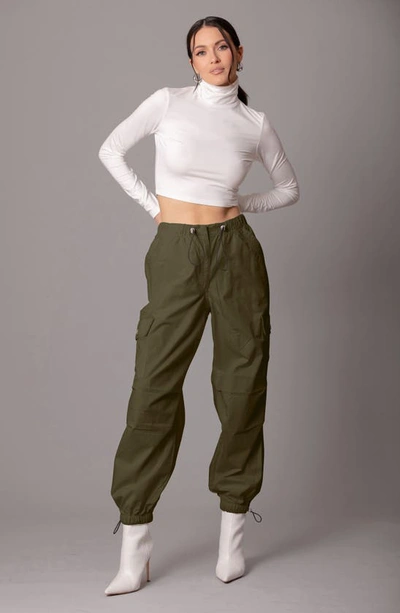Shop Avec Les Filles Cotton Cargo Pants In Army Green